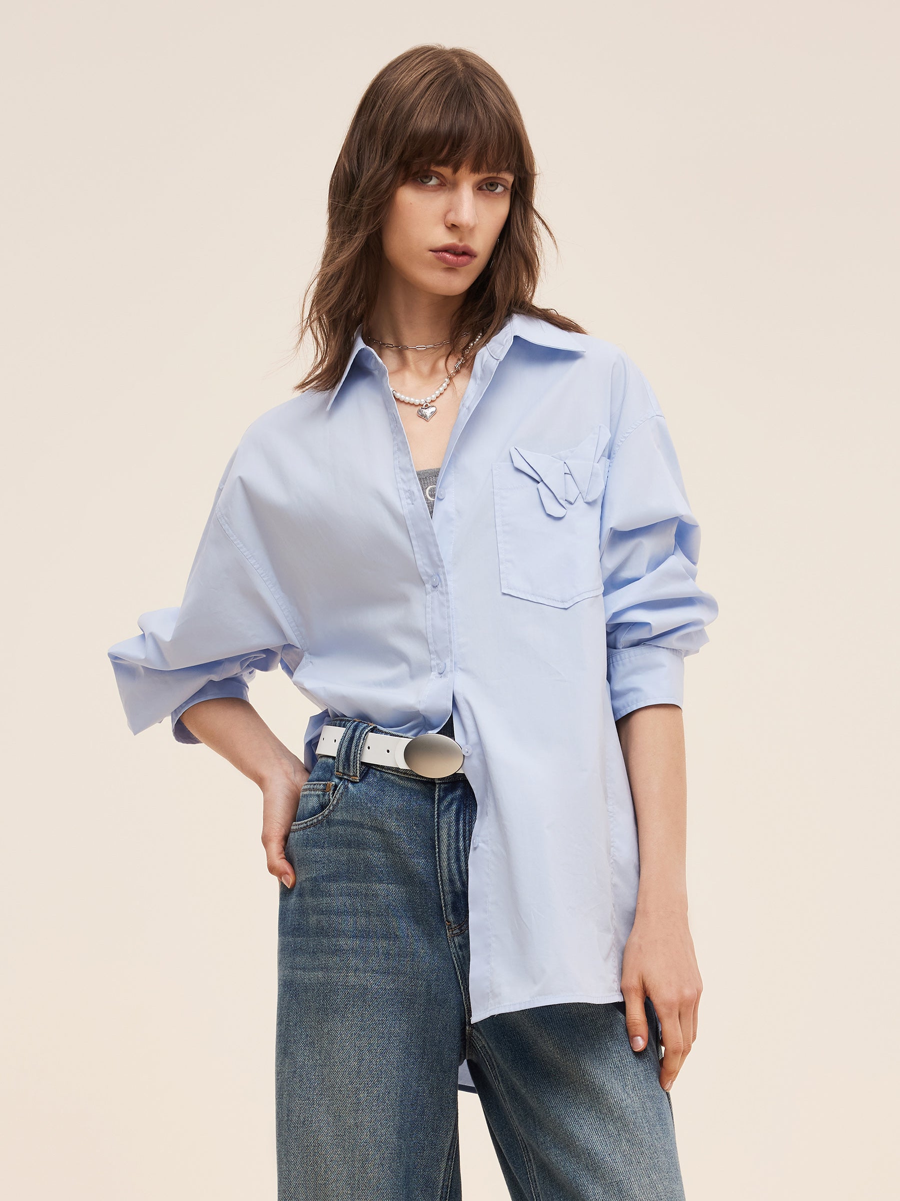 100% Cotton 3D Butterfly Women Loose Fit Shirt