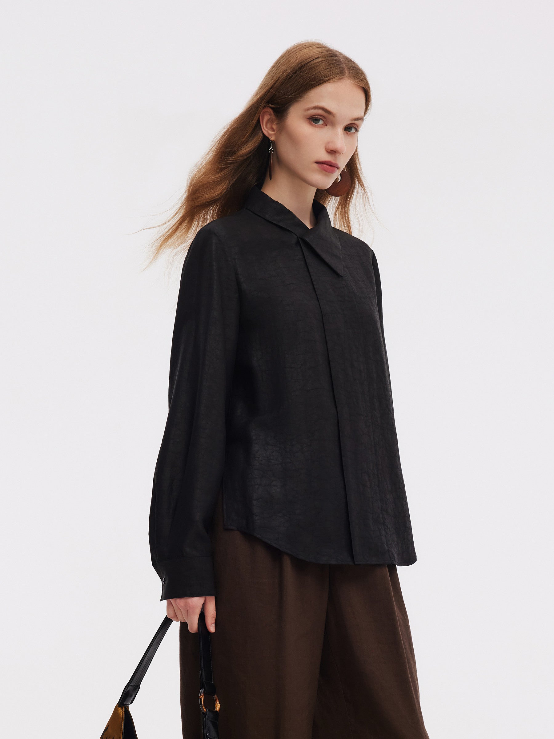 18MM Xiang Yun Silk Cross Front Collar Women Blouse