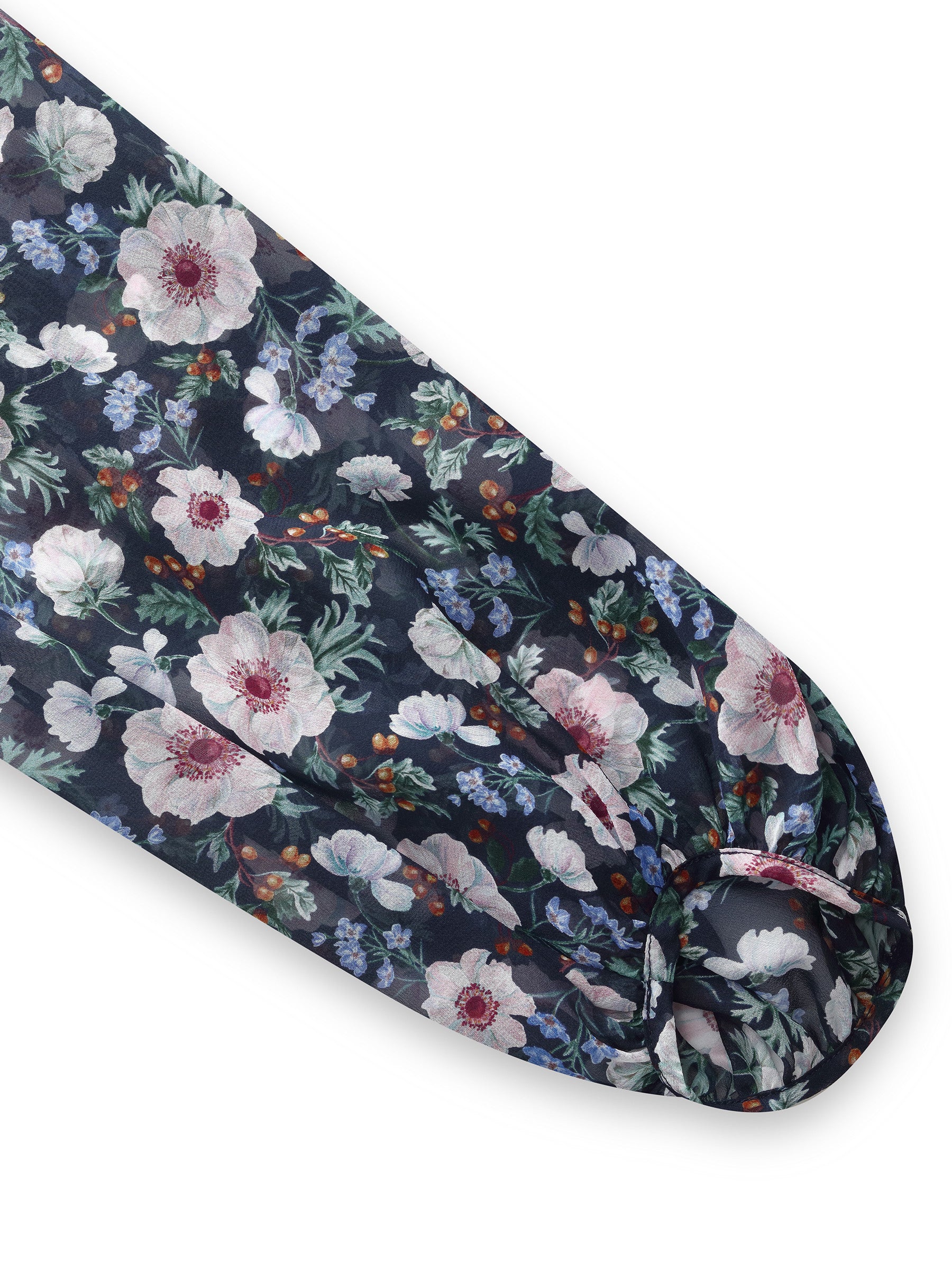 10MM Mulberry Silk Floral Print Women Ruffle V-Neck Blouse