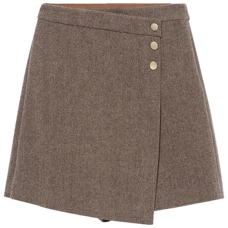 Asymmetric Washable Wool Wrap Skort