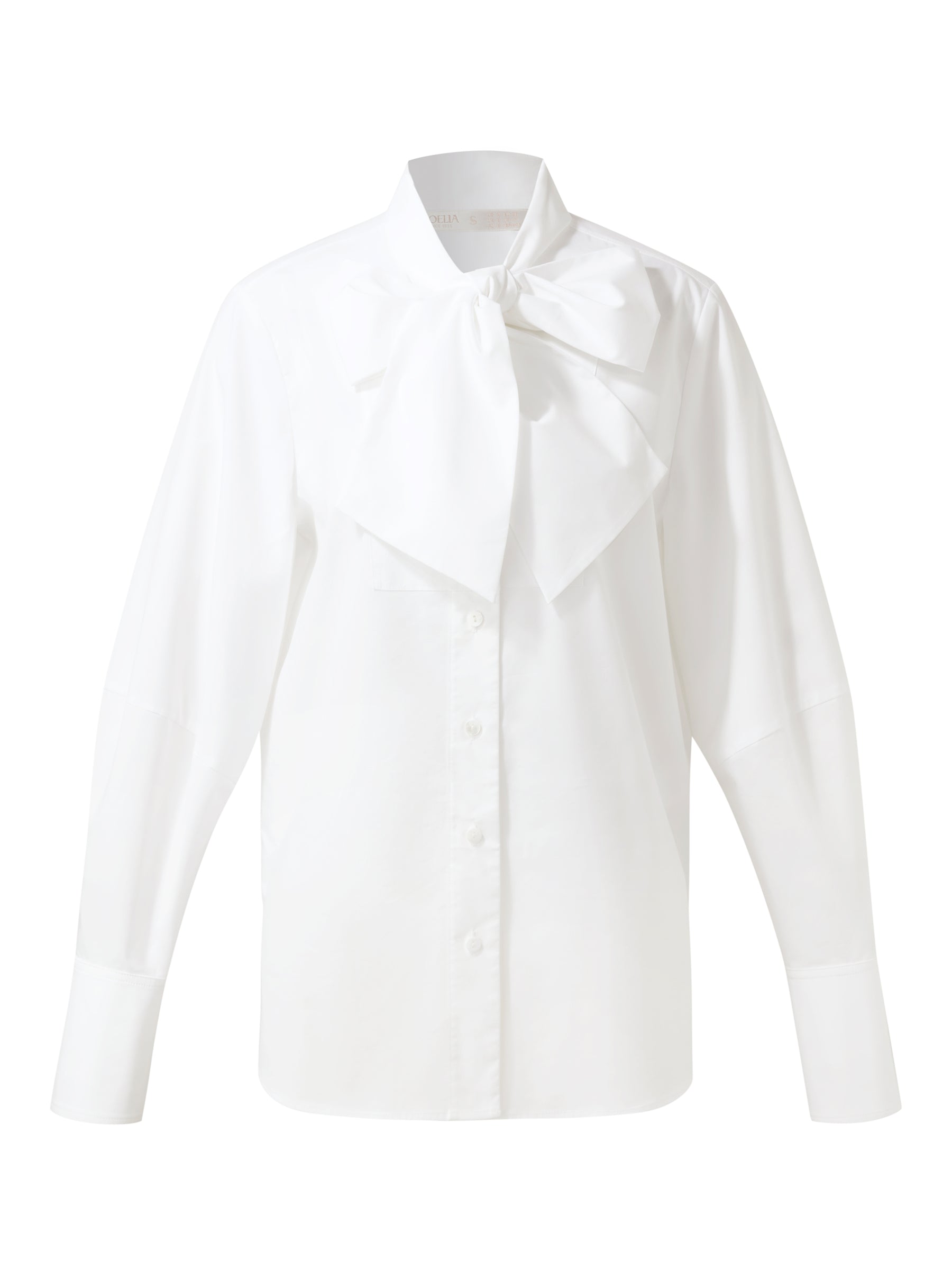 Bow Tie Front Balloon Sleeve Women Loose Shirt