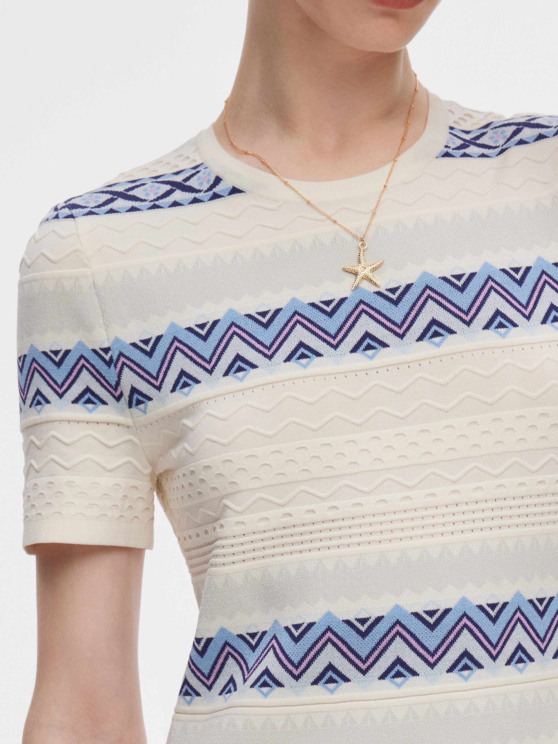 Multicolored Jacquard Women Knit Mini Dress