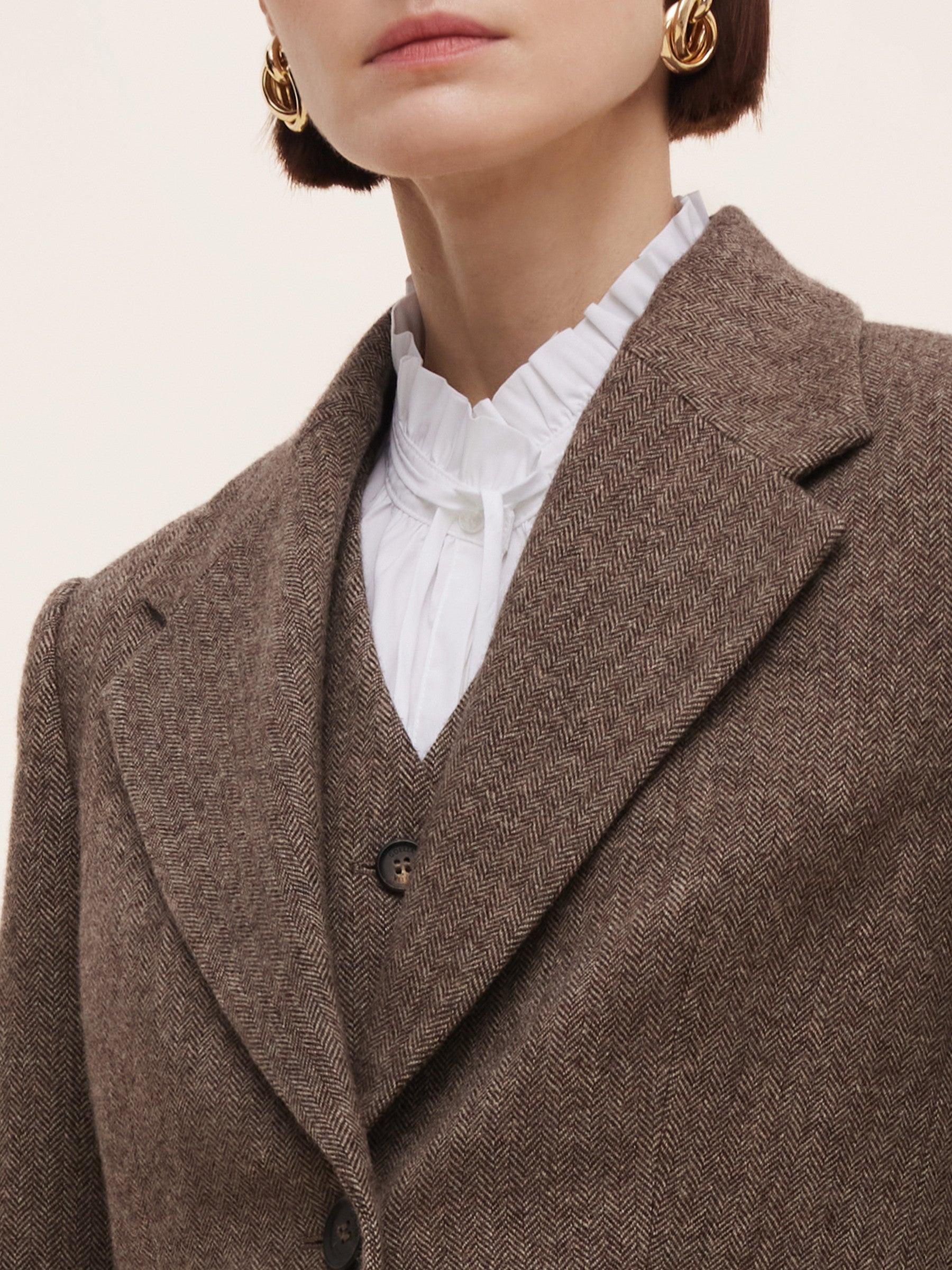 100% Washable Wool Gathered Waist Women Blazer