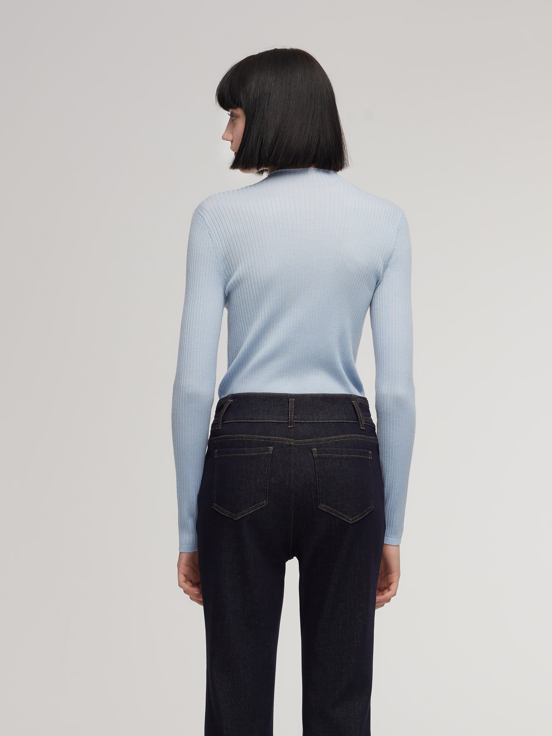 100% Washable Wool Mock Neck Women Knit Top