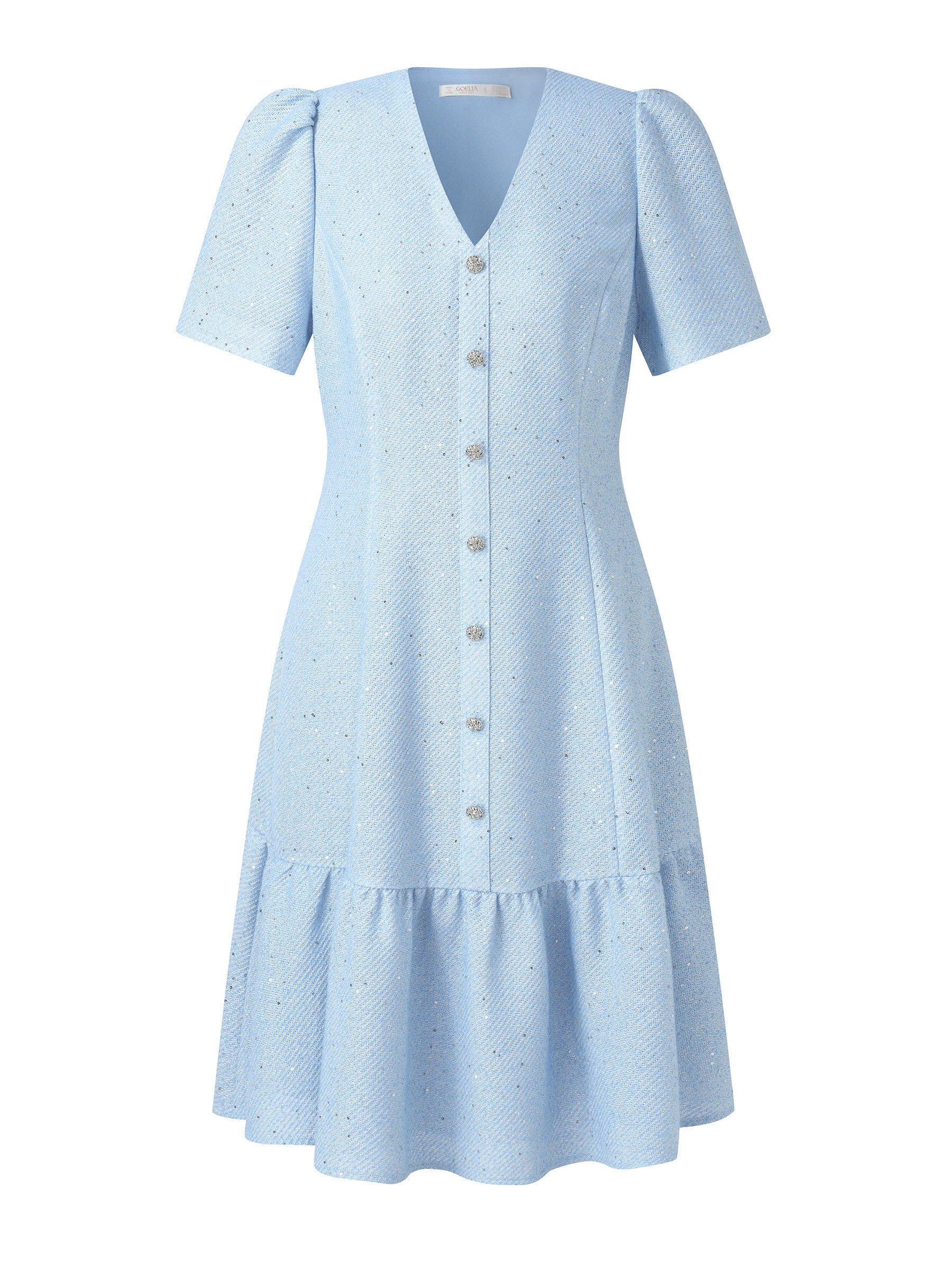 Acetate Blend Tweed Sequins Women Mini Dress