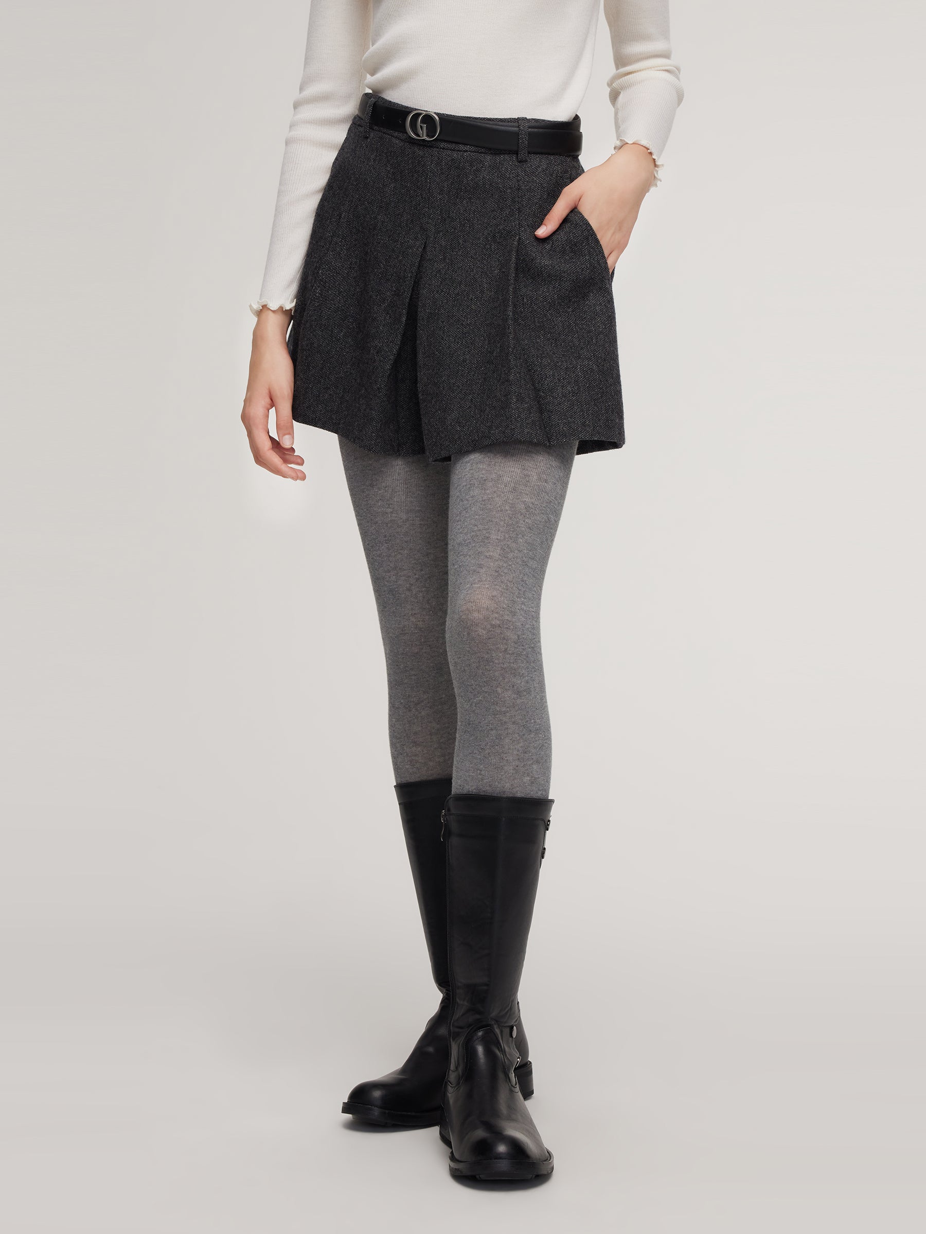 100% Washable Wool A-Line Women Culotte Skirt