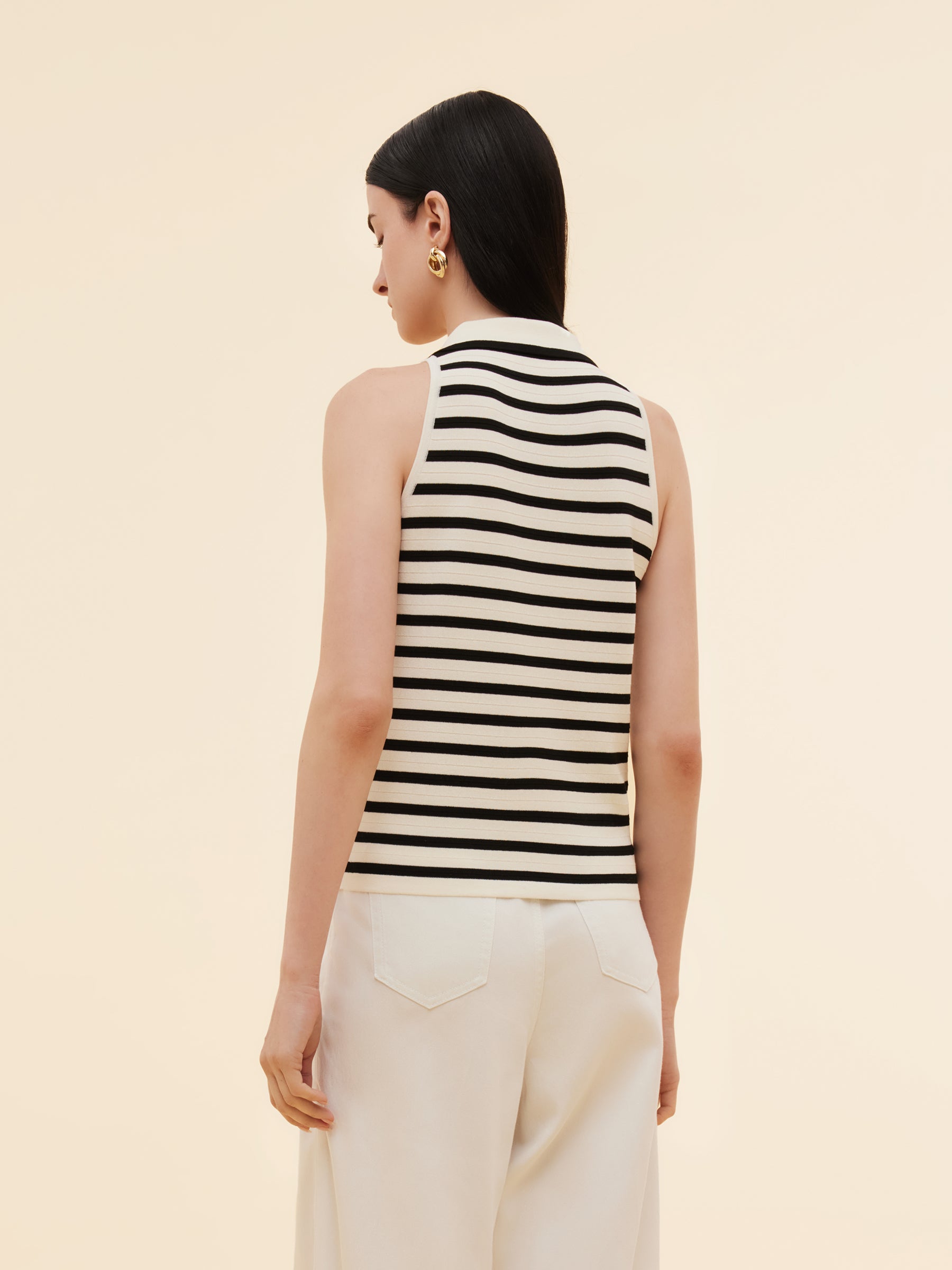 Tencel Blend Stripe Women Knit Tank Top
