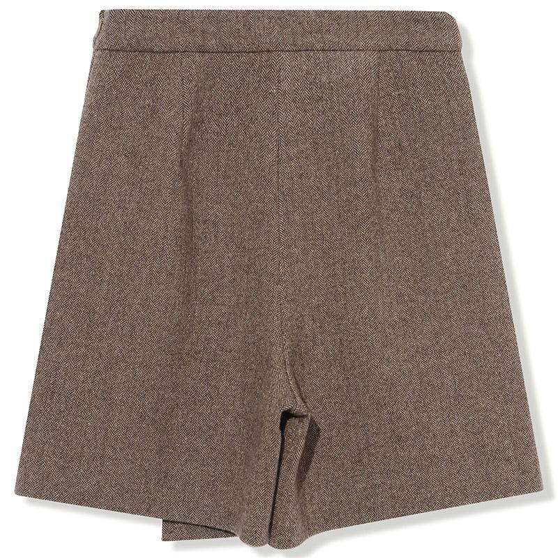 Asymmetric Washable Wool Wrap Skort