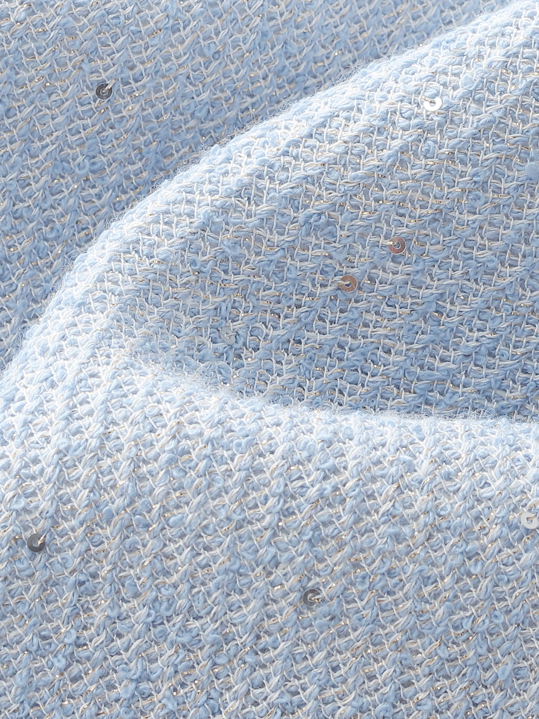 Acetate Blend Sequins Tweed Contrast Trim Women Mini Dress