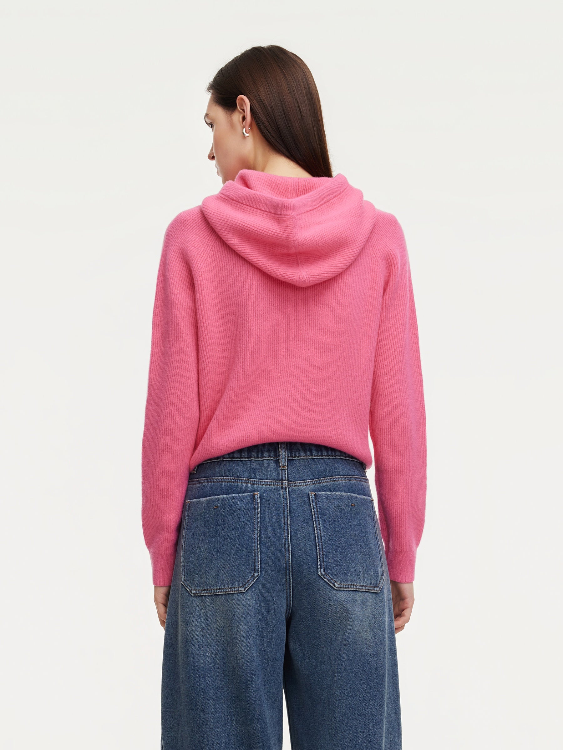 100% Wool Straight Cut Women Knit Hoodie