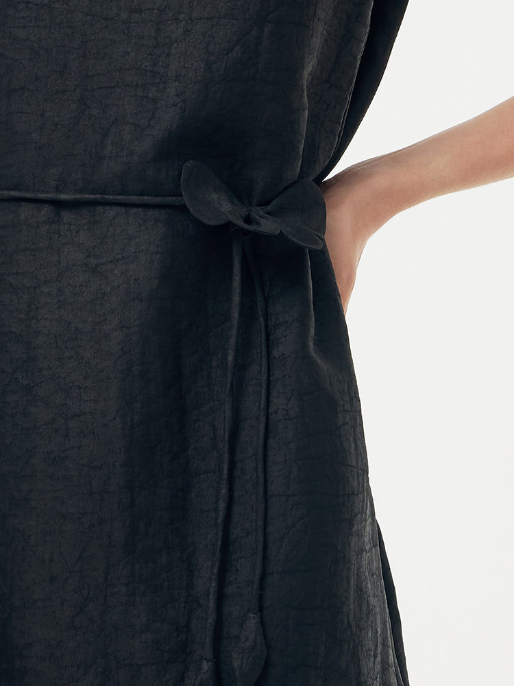 18MM Xiang Yun Silk Women Vest Mini Dress With Belt And Hairband