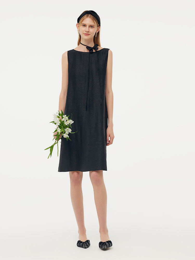 18MM Xiang Yun Silk Women Vest Mini Dress With Belt And Hairband