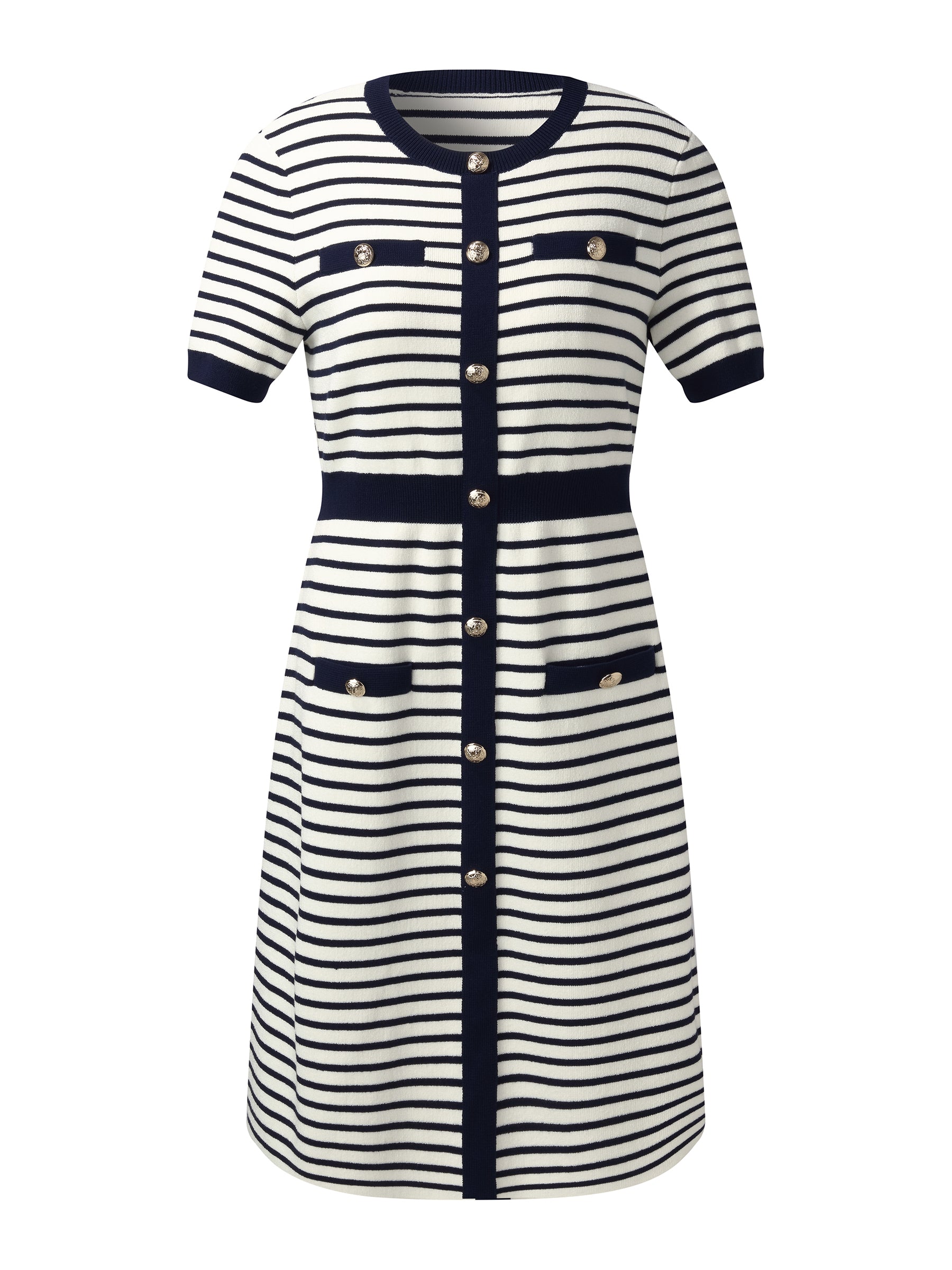 Lyocell Blend Stripe Gathered Waist Women Knit Mini Dress