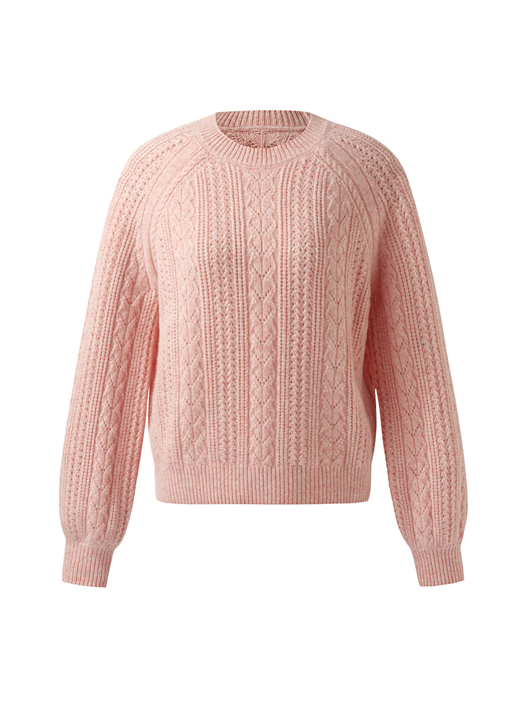 Wool Blend Cable Knit Women Sweater