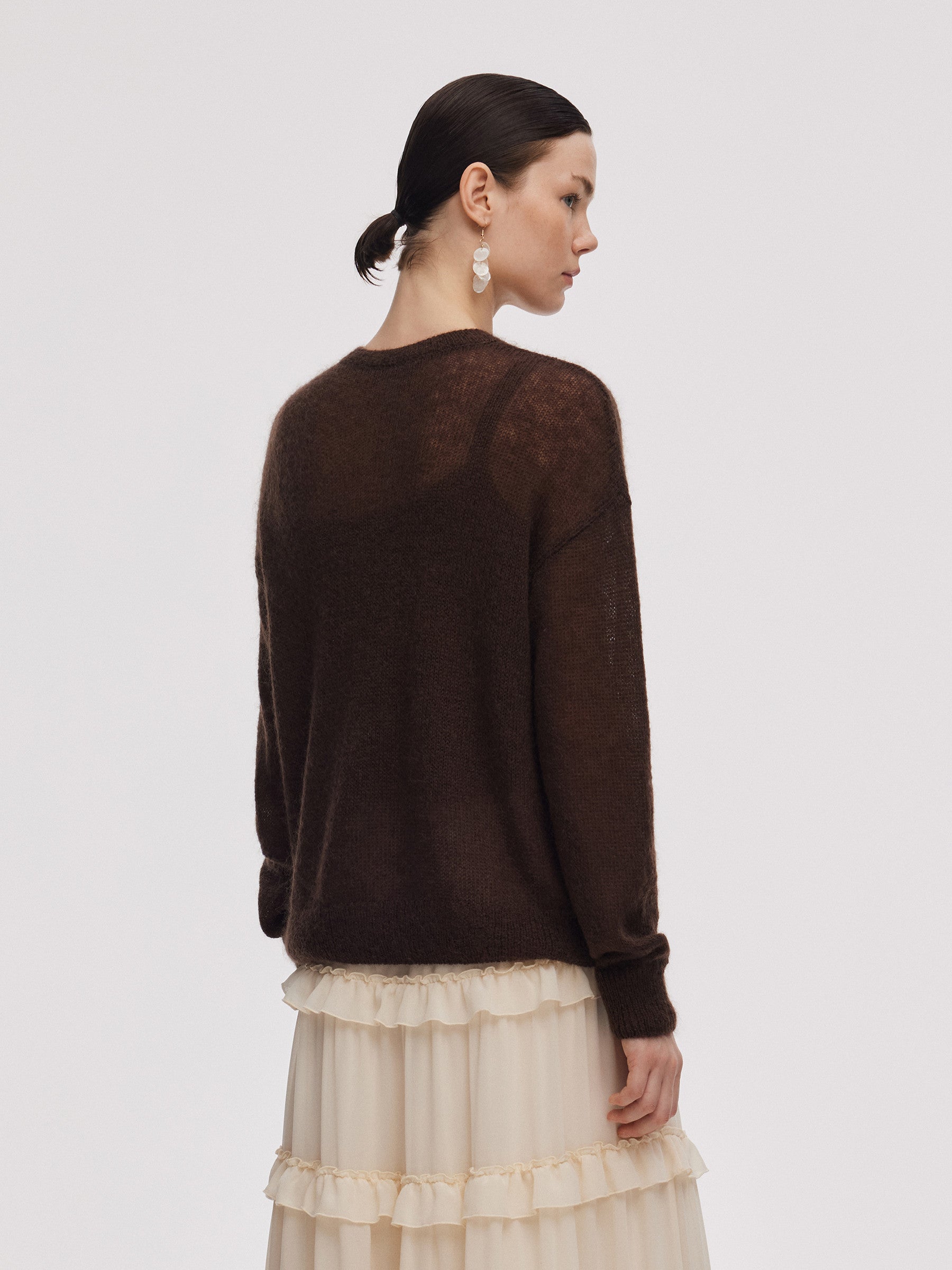 Mohair Wool Blend Women Hand-Crocheted Floral Sweater