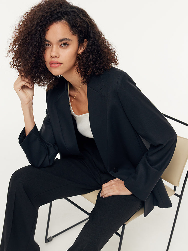 100% Wool V-Neck Women Blazer