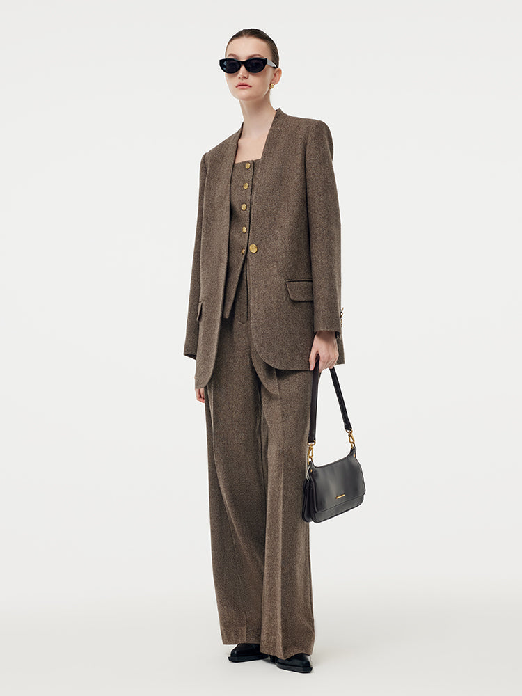 100% Washable Wool One Button Women Blazer