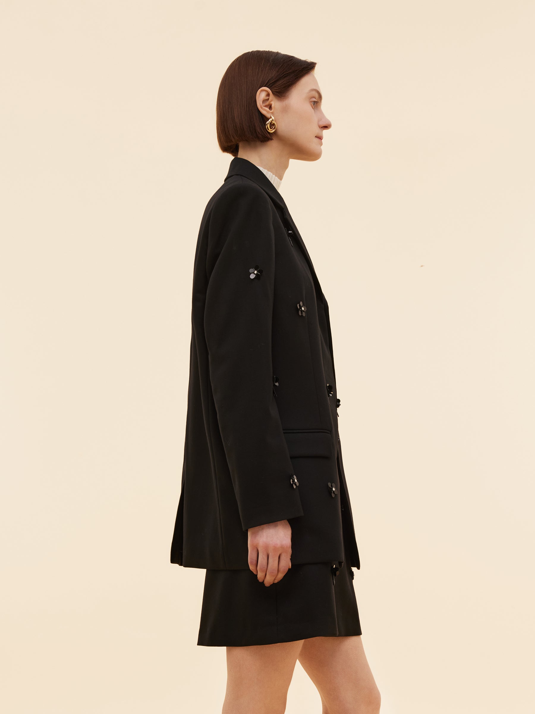 100% Worsted Wool Beaded Women Blazer