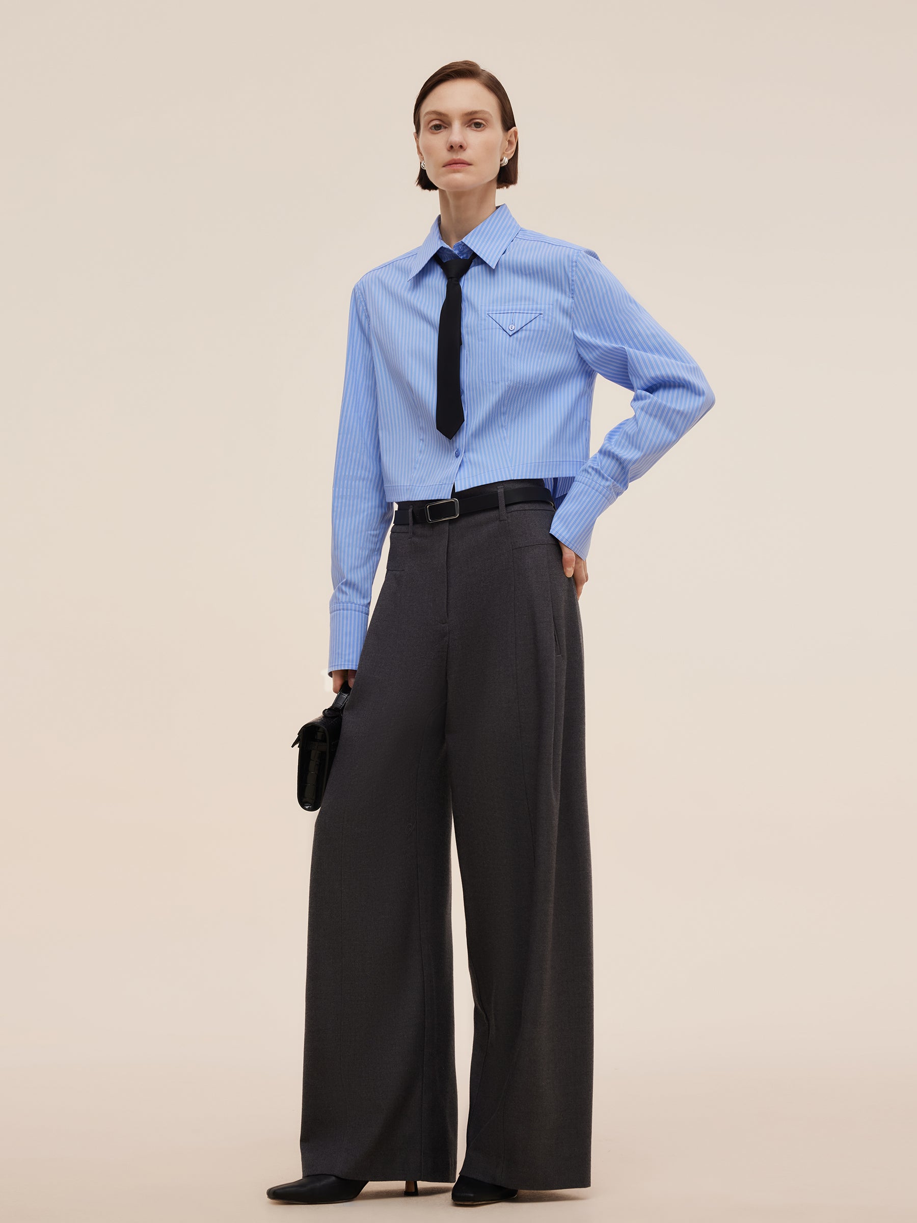 Blue And White Stripe Women Long Sleeve Shirt