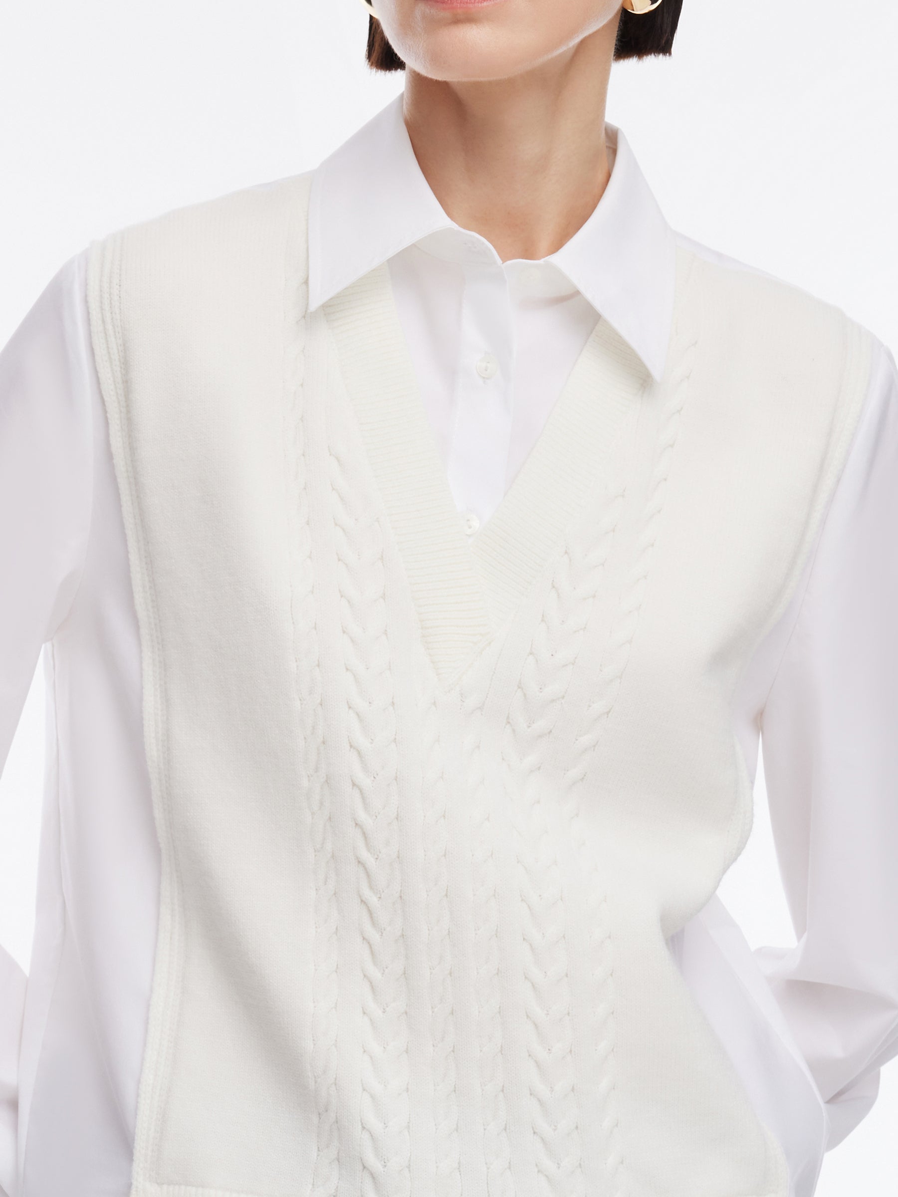 Lyocell Blend Faux Two-Piece Women Patchwork Shirt