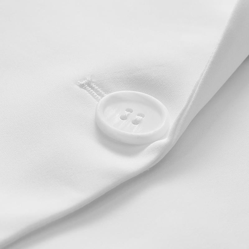 White Triacetate Three Quarter Sleeve Slim Women Blazer