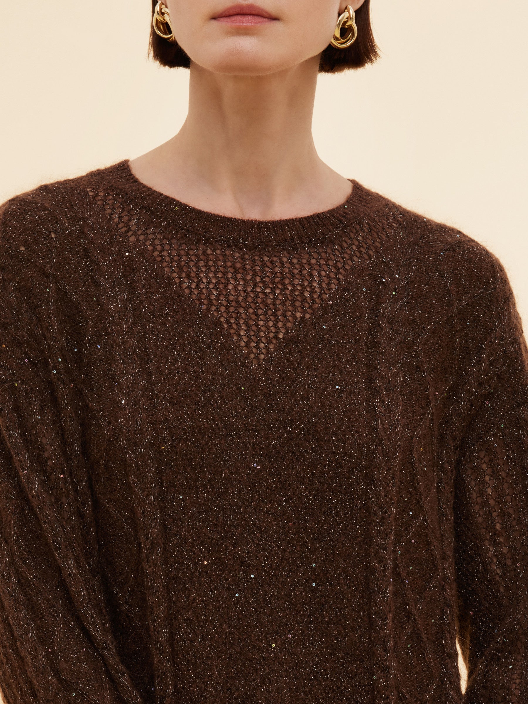 Mohair Wool Blend Sequins Women Sweater