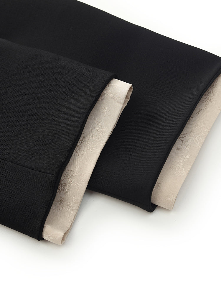 Worsted Woolen Crop Blazer With Detachable Sleeve