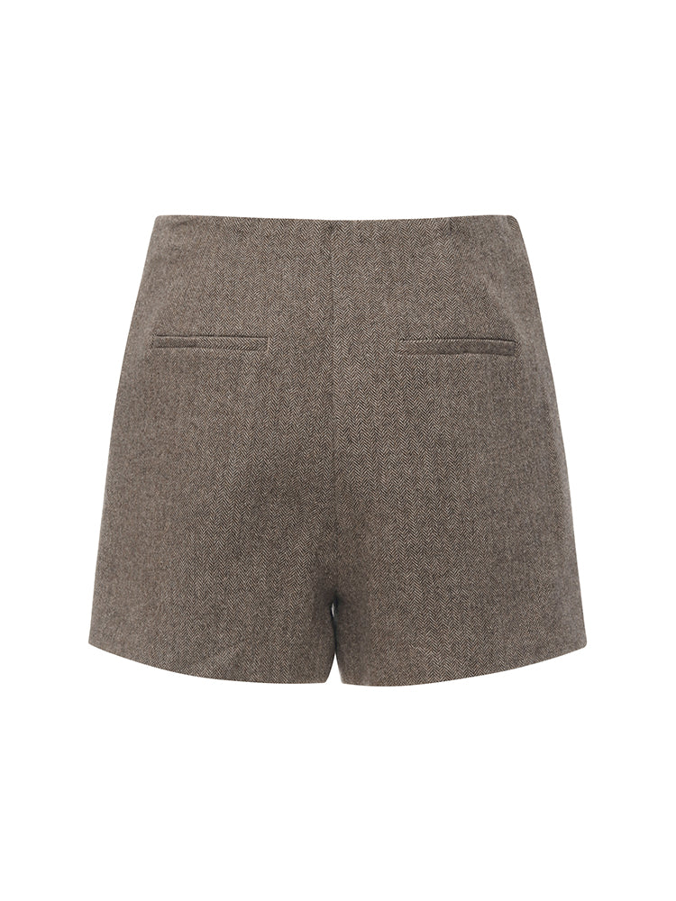 Brown Washable Wool Women Shorts