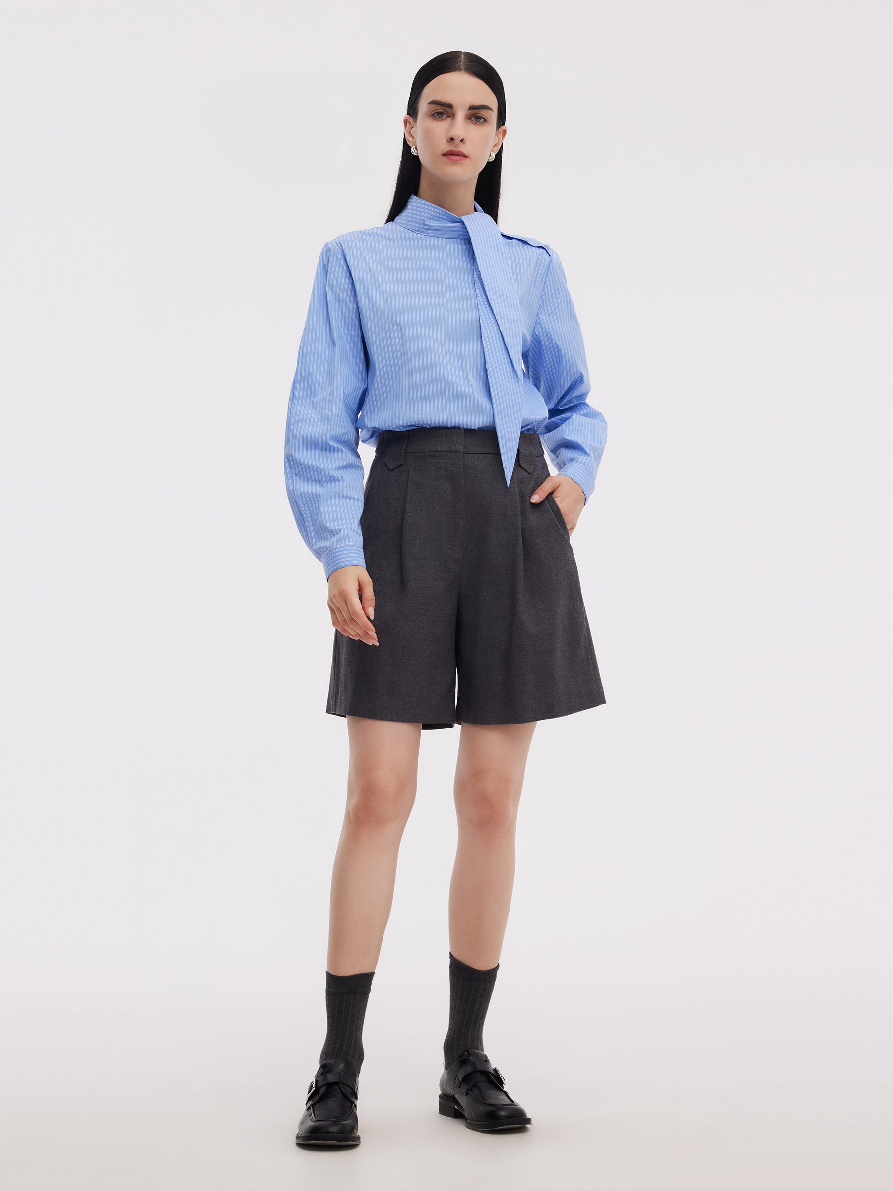 Wool Blend Women A-Line Shorts