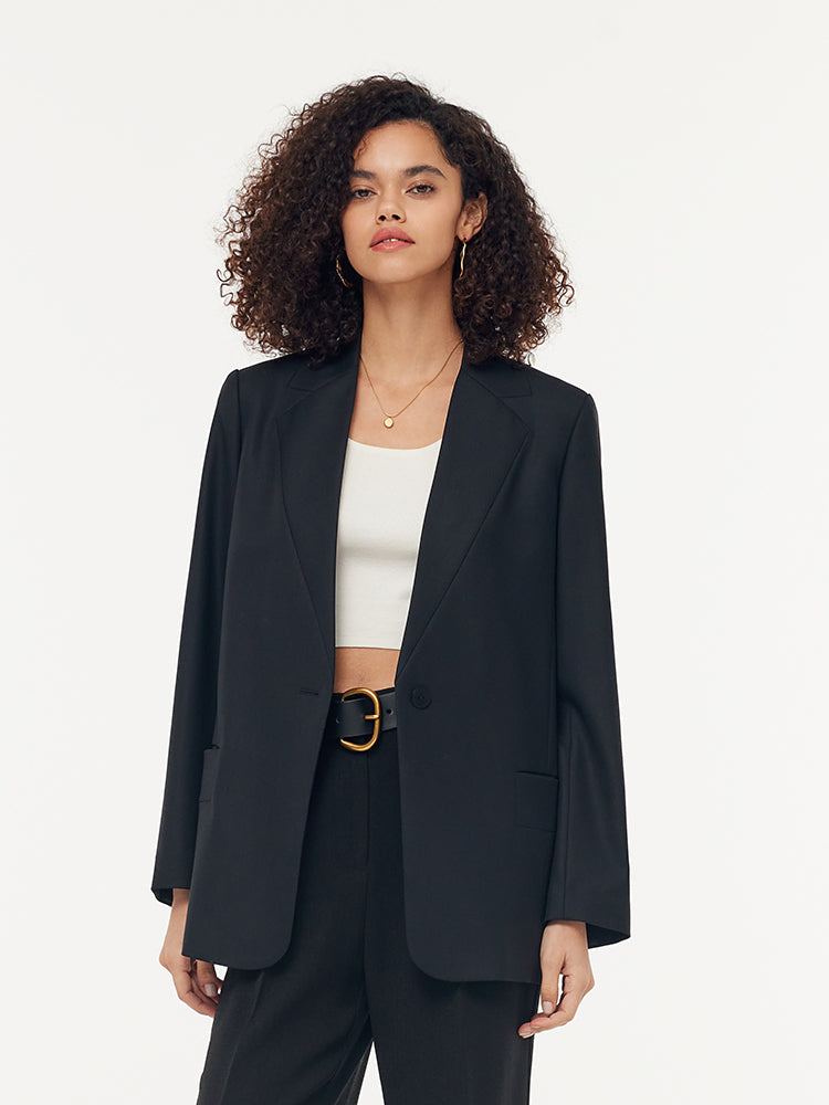 100% Wool V-Neck Women Blazer